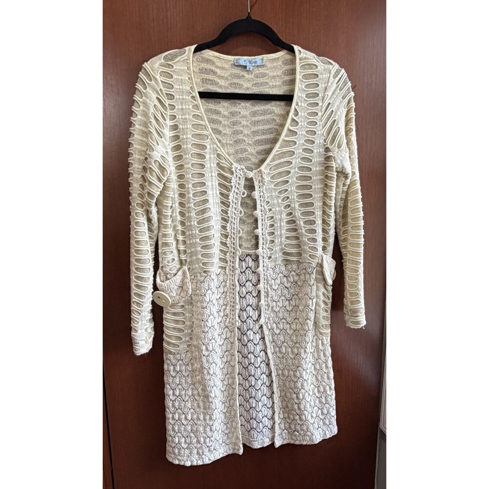 Shimmery Ivory Crochet Duster | Romantic Boho Chic by T. Bleu Festival - Picture 2 of 10